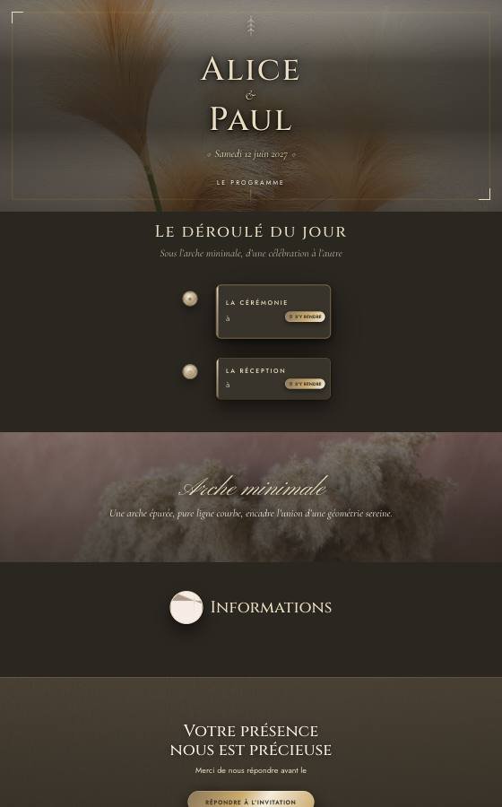 电子婚礼请柬 Arche Minimale，Minimal Chic 系列
