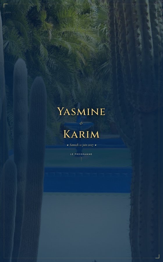 电子婚礼请柬 Bleu Majorelle，Marrakech 系列