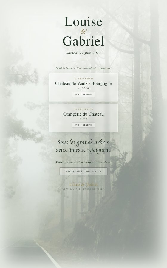 电子婚礼请柬 Brume,Vert Sauvage 系列