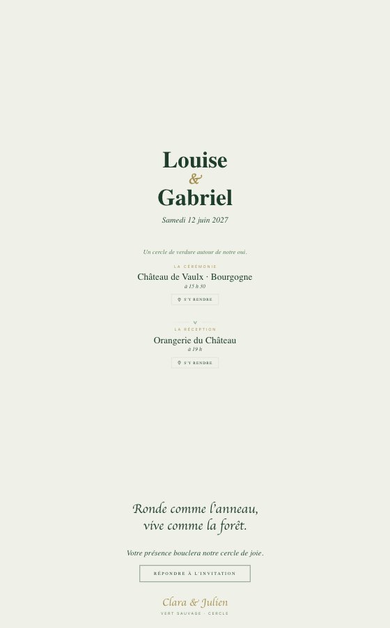 电子婚礼请柬 Cercle,Vert Sauvage 系列