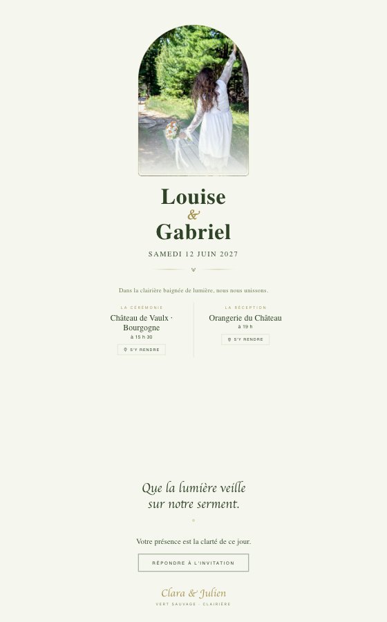 电子婚礼请柬 Clairiere,Vert Sauvage 系列