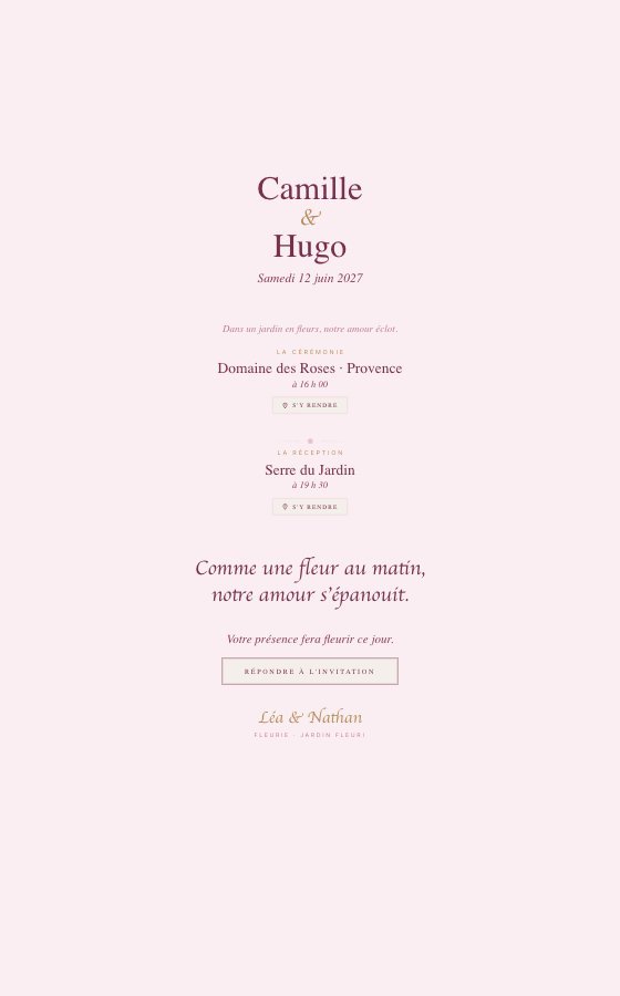 电子婚礼请柬 Jardin Fleuri,Fleurie 系列