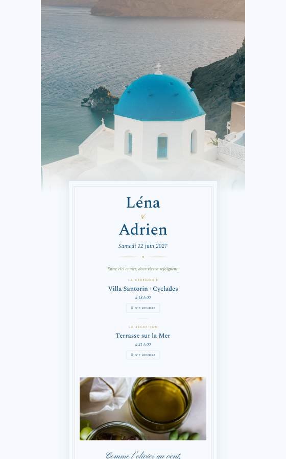 电子婚礼请柬 L Ecrin Azur，Méditerranéen 系列