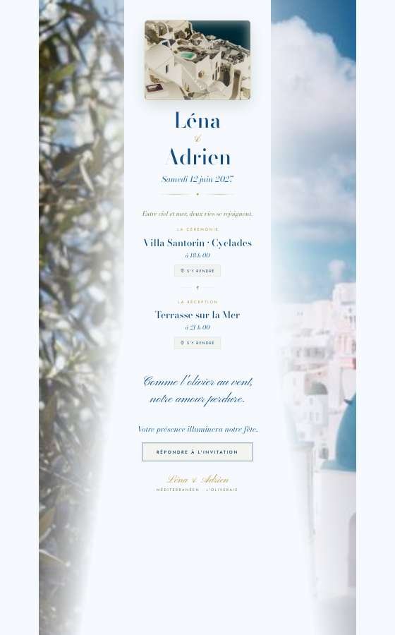 电子婚礼请柬 L Oliveraie，Méditerranéen 系列