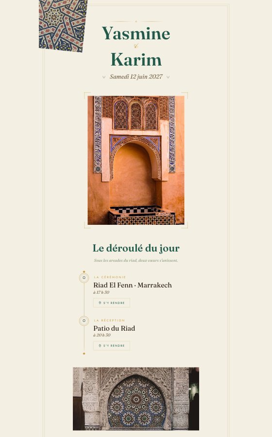 电子婚礼请柬 Le Damier Emeraude，Marrakech 系列