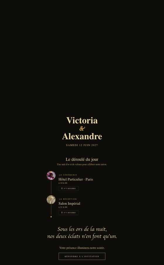 电子婚礼请柬 Le Grand Salon，Luxe Noir & Or 系列