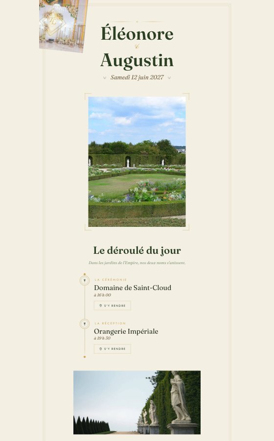 电子婚礼请柬 Le Laurier，Jardin Impérial 系列