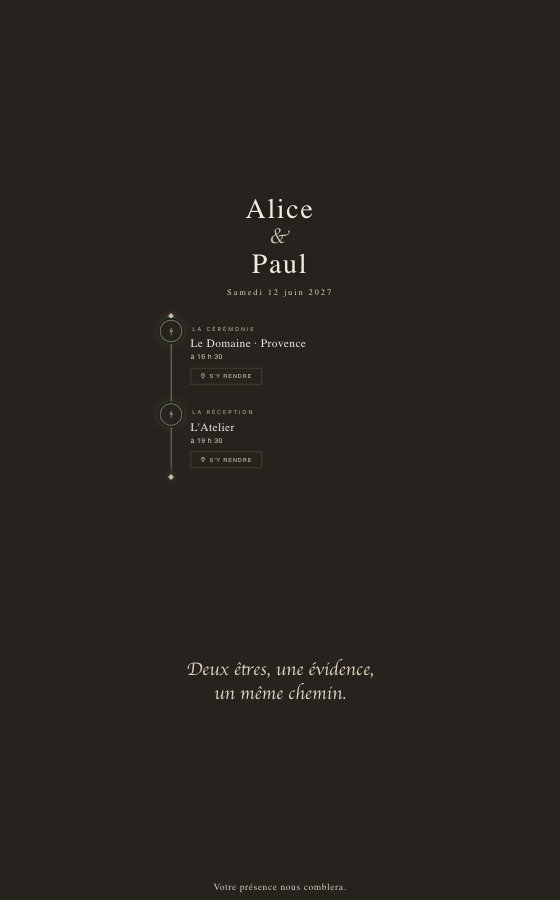 电子婚礼请柬 Le Nocturne，Minimal Chic 系列