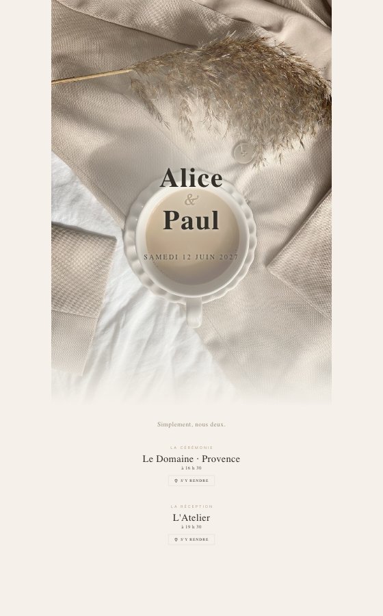 电子婚礼请柬 Le Voile Clair，Minimal Chic 系列