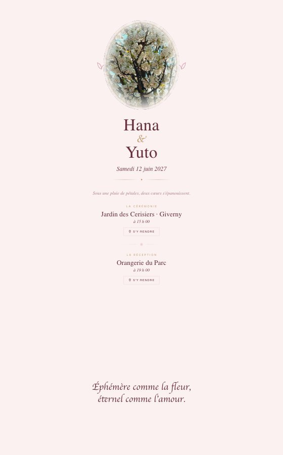 电子婚礼请柬 Petale,Cherry Blossom 系列