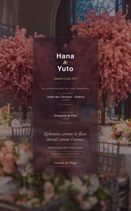 电子婚礼请柬 Refuge En Fleurs,Cherry Blossom 系列
