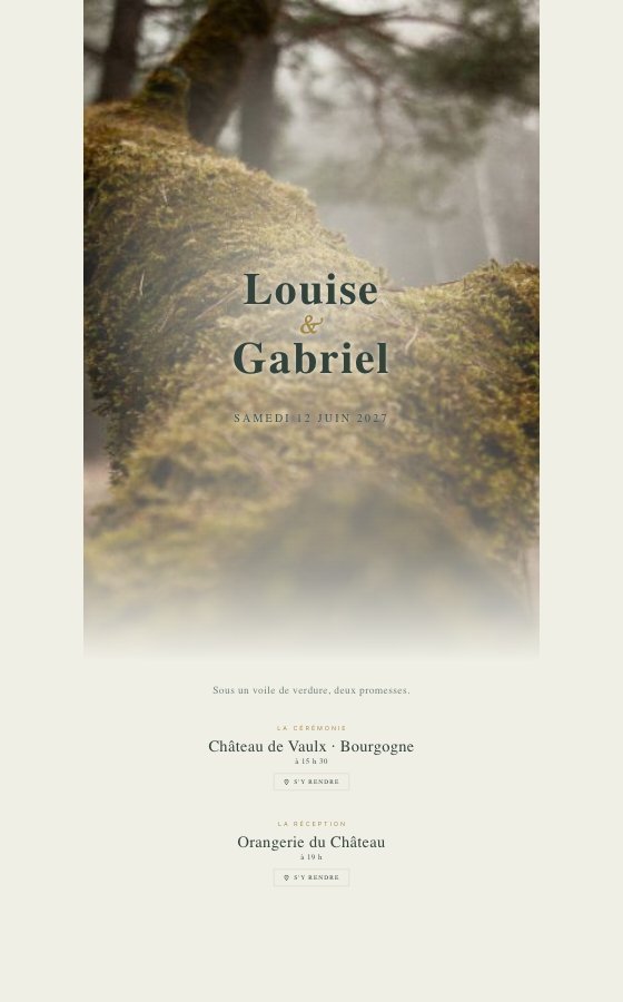 电子婚礼请柬 Voile,Vert Sauvage 系列